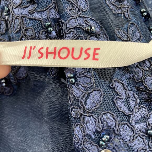 Women's JJ's House Lace Top Gown Navy Blue Evening Dress 10 - Picture 4 of 5